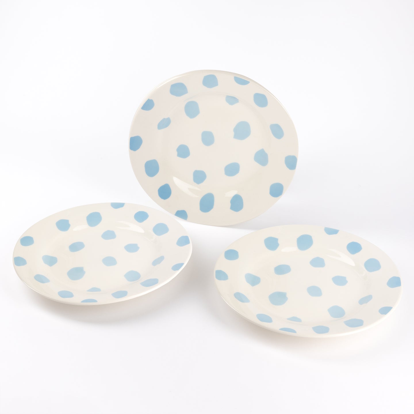 JUEGO DE 3 PLATOS LLANOS GRES VITRIFICADA TOPOS AZUL SABOR CASA SAMANTA